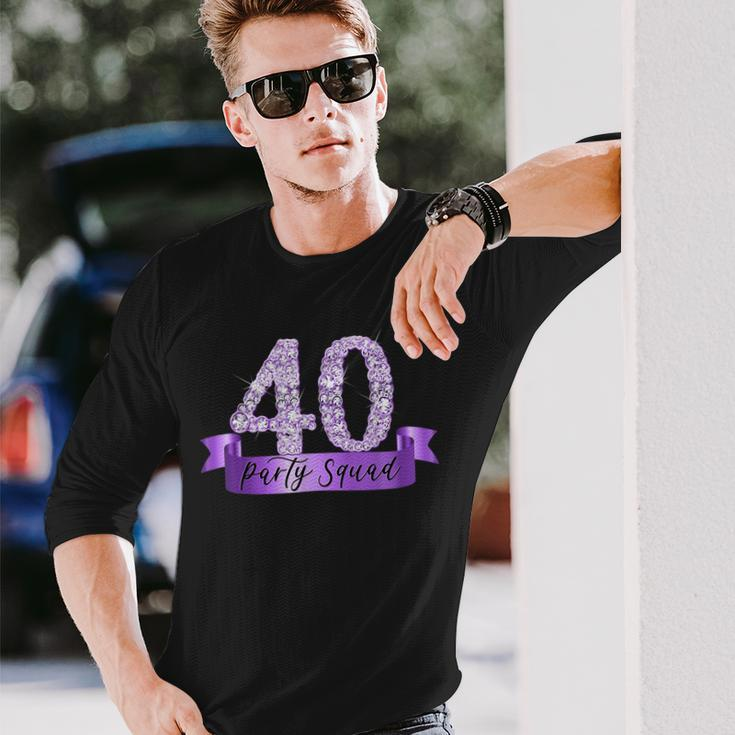 40Th Birthday Party Squad I Purple Group Photo Decor Outfit Long Sleeve T-Shirt Gifts for Him