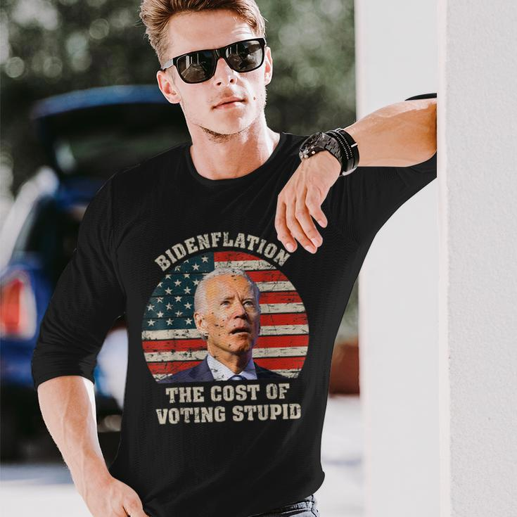 4Th Of July Bidenflation The Cost Of Voting Stupid Biden Long Sleeve T-Shirt Gifts for Him