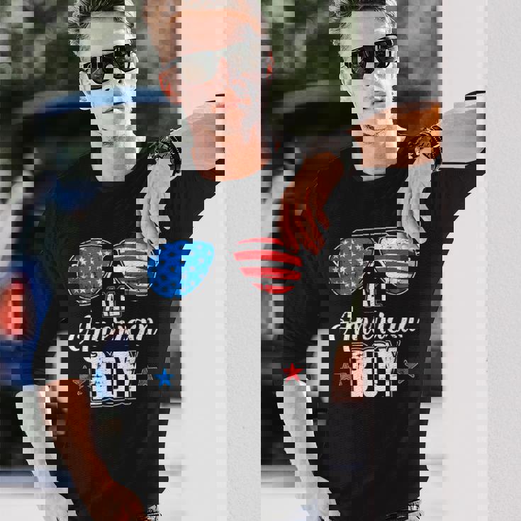 All American Boy Us Flag Sunglasses For Matching 4Th Of July Long Sleeve T-Shirt T-Shirt Gifts for Him