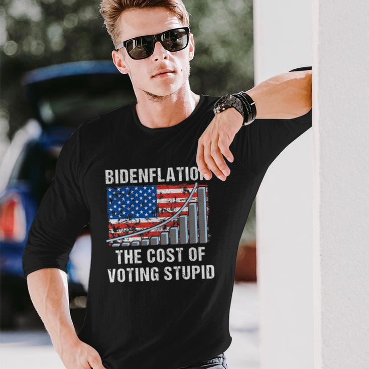 American Flag With Inflation Graph Biden Flation Long Sleeve T-Shirt T-Shirt Gifts for Him