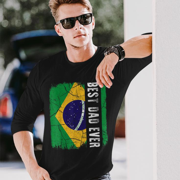 Best Brazilian Dad Ever Brazil Daddy Fathers Day Long Sleeve T-Shirt Gifts for Him