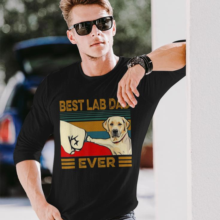 Best Lab Dad Ever Retro Vintage Long Sleeve T-Shirt Gifts for Him