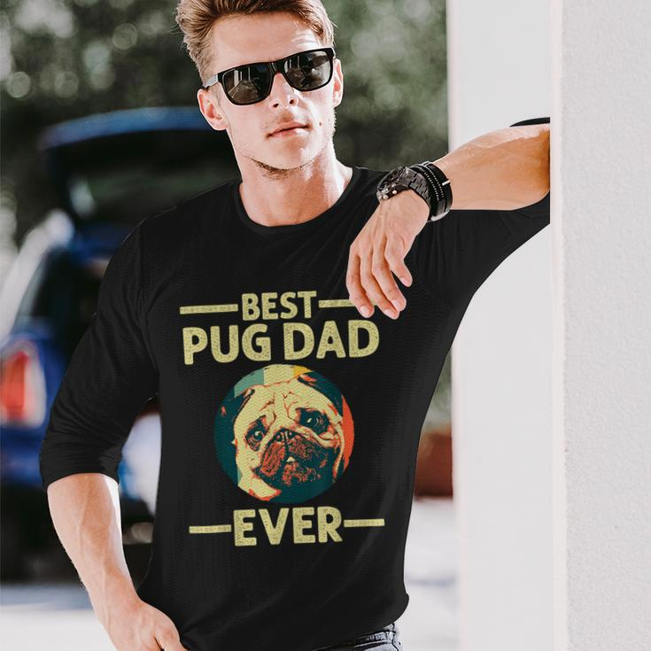 Best Pug Dad Ever Art For Pug Dog Pet Lover Daddy Long Sleeve T-Shirt Gifts for Him