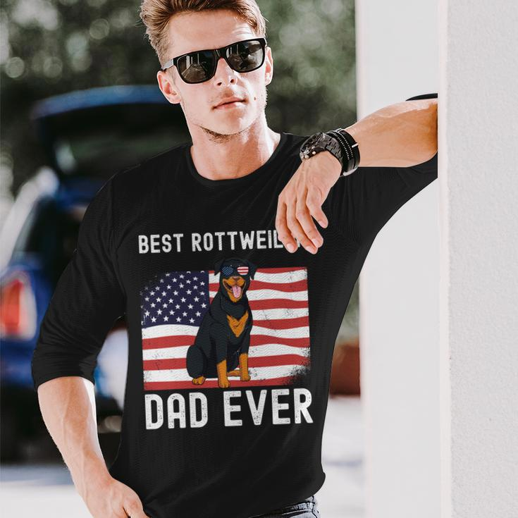Best Rottweiler Dad Ever American Flag 4Th Of July Rottie Long Sleeve T-Shirt Gifts for Him