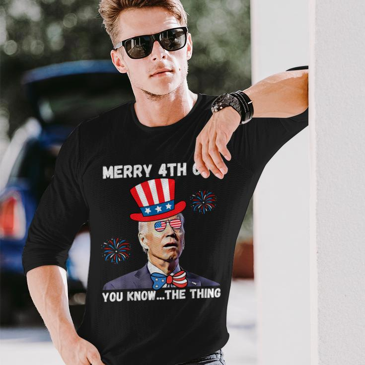 Biden Dazed Merry 4Th Of You Know The Thing 4Th Of July Long Sleeve T-Shirt Gifts for Him