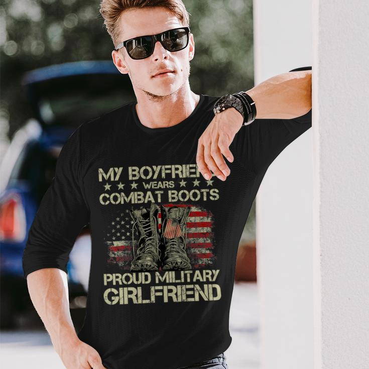 My Boyfriend Wears Combat Boots Proud Military Girlfriend T-Shirt Long Sleeve T-Shirt Gifts for Him