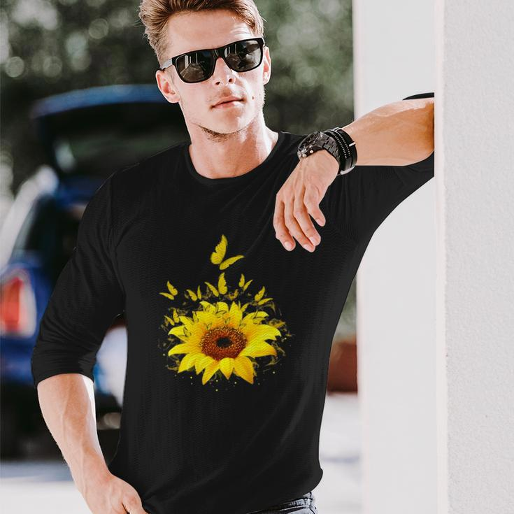Butterflies Sunflower Smoke Long Sleeve T-Shirt T-Shirt Gifts for Him