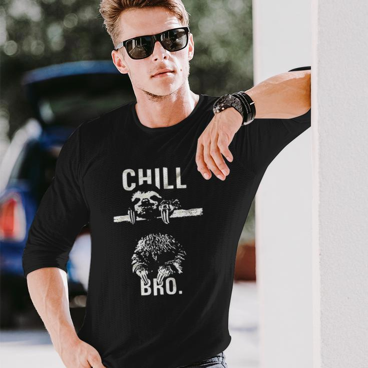 Chill Bro Cool Sloth On Tree Long Sleeve T-Shirt T-Shirt Gifts for Him