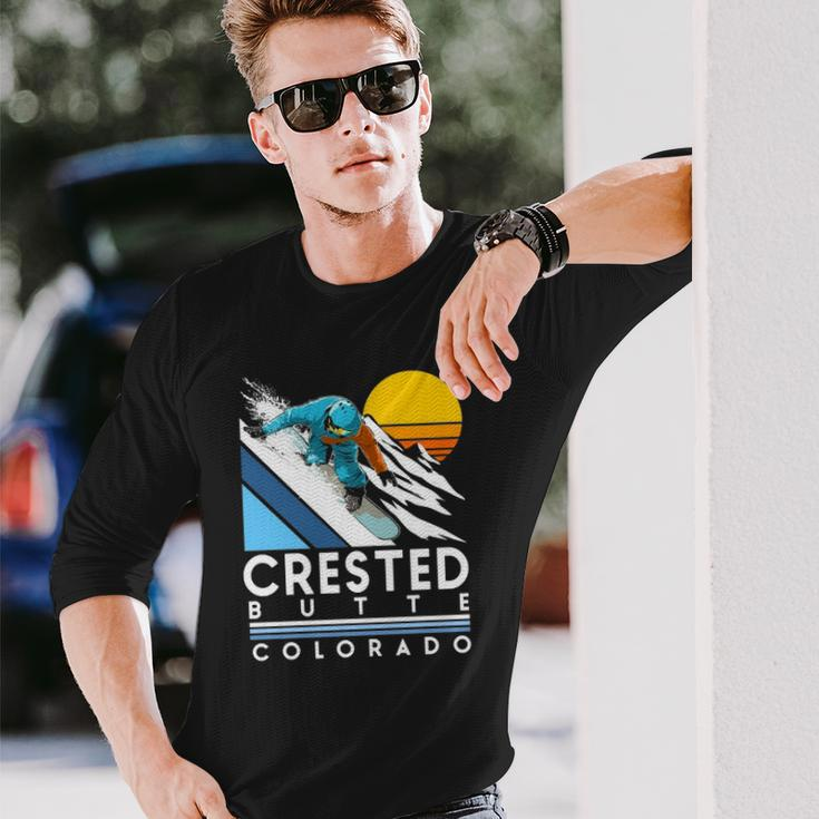 Crested Butte Colorado Retro Snowboard Long Sleeve T-Shirt T-Shirt Gifts for Him