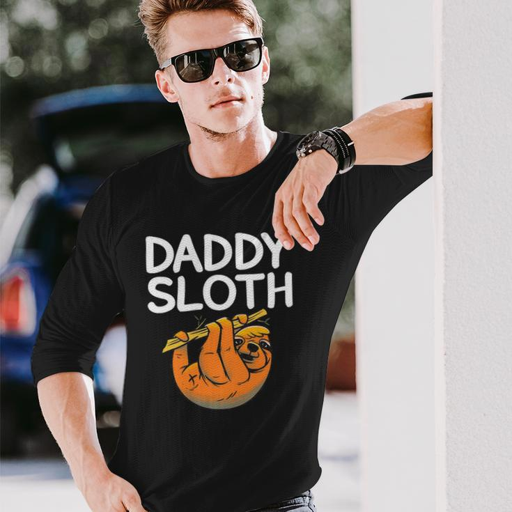 Daddy Sloth Lazy Cute Sloth Father Dad Long Sleeve T-Shirt T-Shirt Gifts for Him