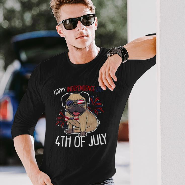 Dog Pug Happy 4Th Of July Usa American Flag Merica Long Sleeve T-Shirt T-Shirt Gifts for Him