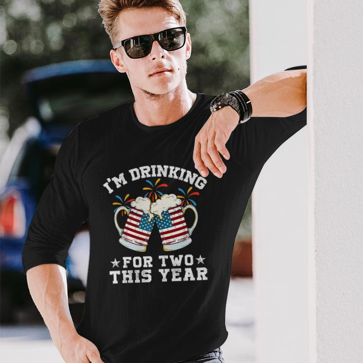 Im Drinking For Two This Year Pregnancy 4Th Of July Long Sleeve T-Shirt T-Shirt Gifts for Him