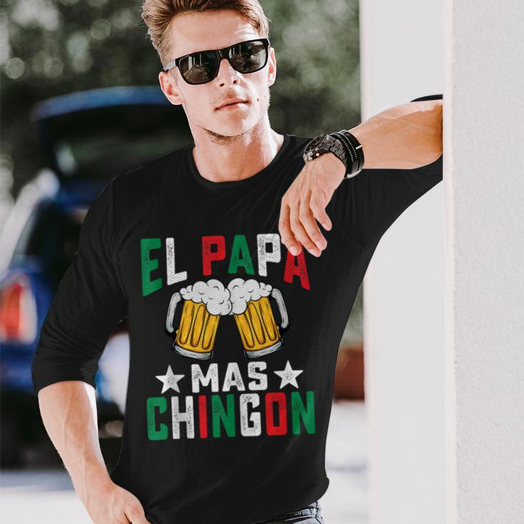 El Papa Mas Chingon Mexican Dad Husband Regalo Flag V2 Long Sleeve T-Shirt Gifts for Him