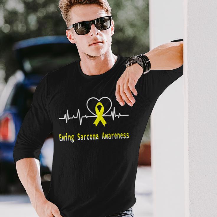 Ewings Sarcoma Awareness Heartbeat Yellow Ribbon Ewings Sarcoma Ewings Sarcoma Awareness Unisex Long Sleeve Gifts for Him