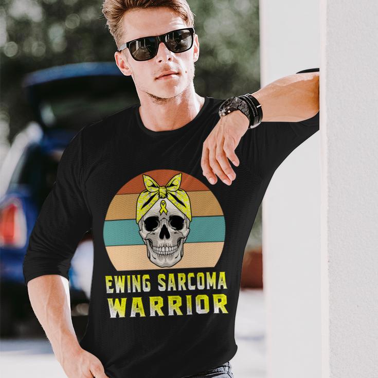 Ewings Sarcoma Warrior Skull Women Vintage Yellow Ribbon Ewings Sarcoma Ewings Sarcoma Awareness Long Sleeve T-Shirt Gifts for Him