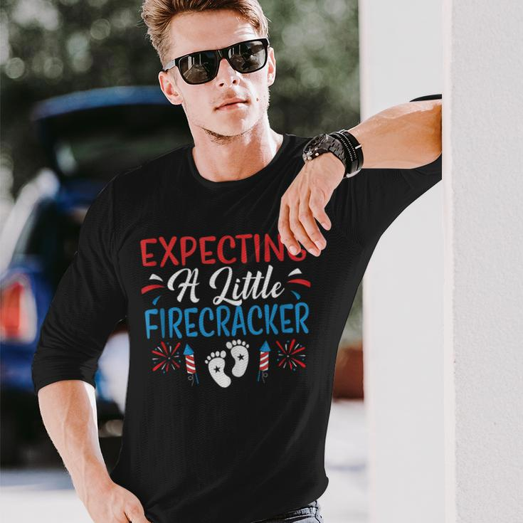 Expecting A Little Firecracker 4Th Of July Pregnancy Baby Long Sleeve T-Shirt Gifts for Him
