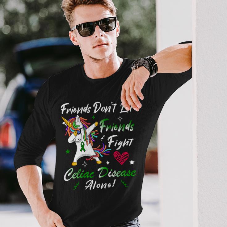 Friends Dont Let Friends Fight Celiac Disease Alone Unicorn Green Ribbon Celiac Disease Celiac Disease Awareness Unisex Long Sleeve Gifts for Him