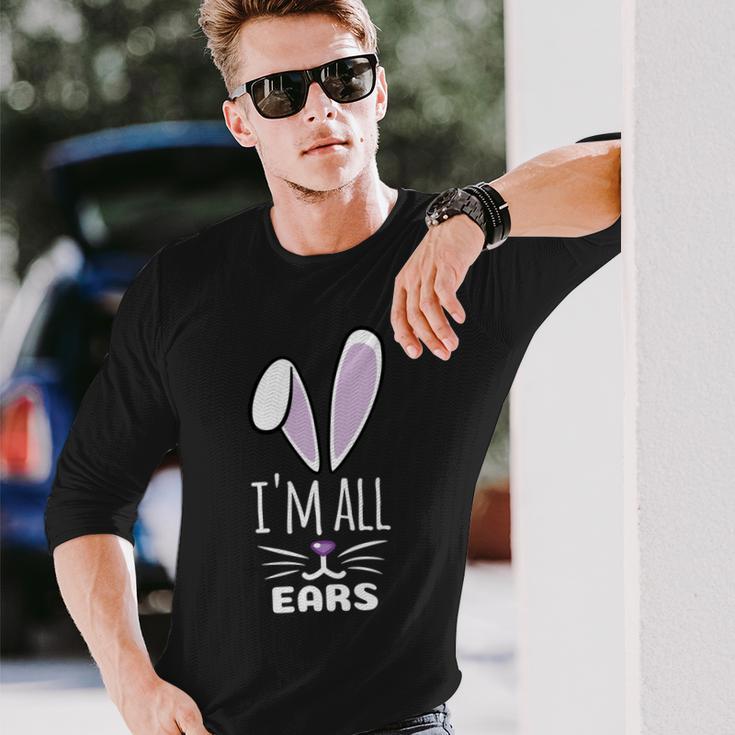 Funny Cute Pastel Purple Bunny Im All Ears Rabbit Happy Easter Day Gift For Girls Women Mom Mommy Family Birthday Holiday Christmas Unisex Long Sleeve Gifts for Him