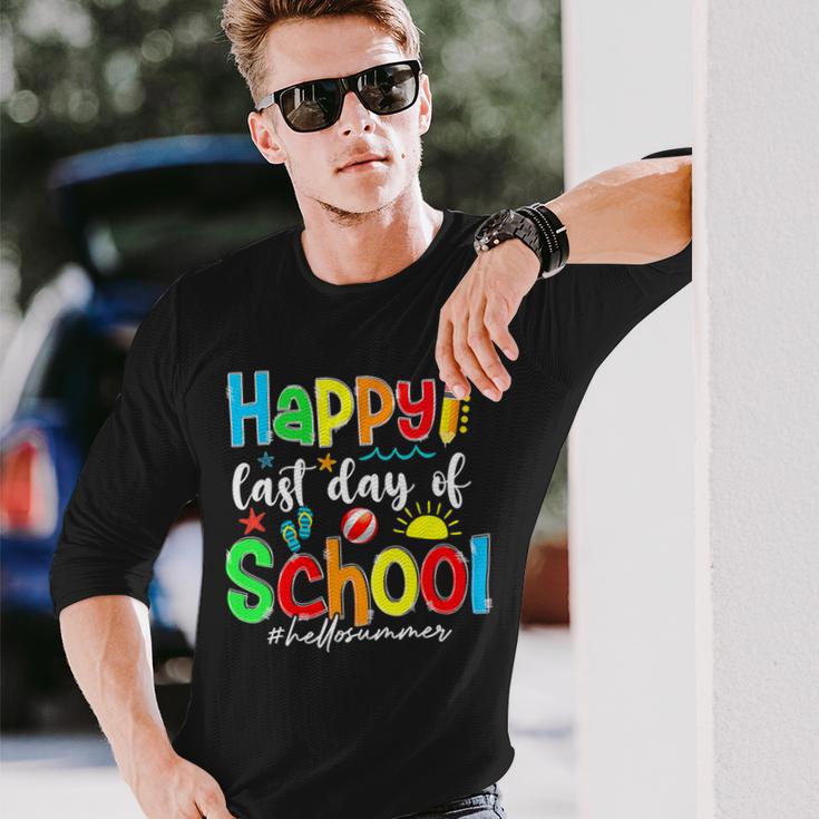 Funny Happy Last Day Of School Hello Summer Multicolored Unisex Long Sleeve Gifts for Him