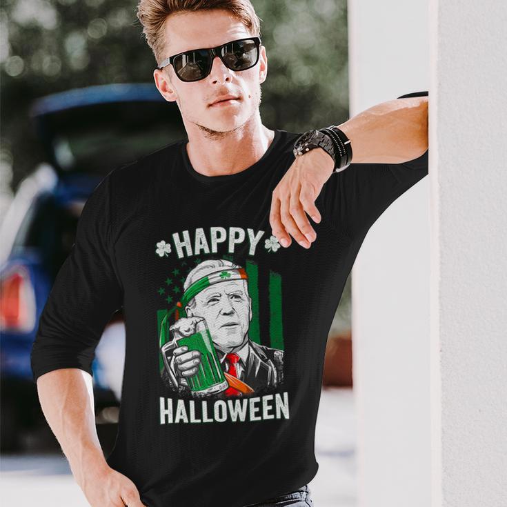 Funny Leprechaun Biden Happy Halloween For St Patricks Day Unisex Long Sleeve Gifts for Him