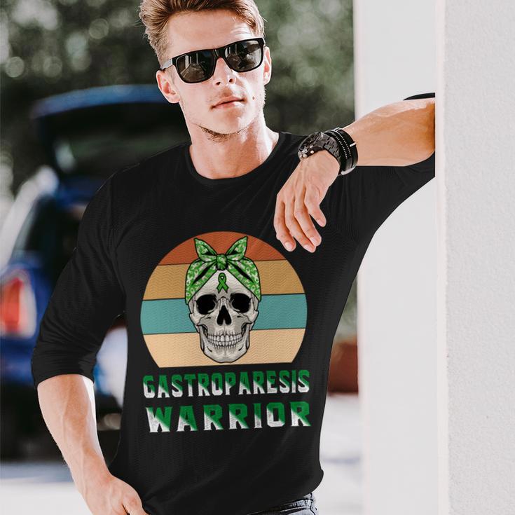 Gastroparesis Warrior Skull Women Vintage Green Ribbon Gastroparesis Gastroparesis Awareness Unisex Long Sleeve Gifts for Him