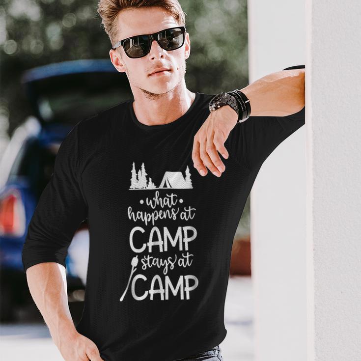 What Happens At Camp Stays At Camp Shirt Camping Girls Long Sleeve T-Shirt Gifts for Him