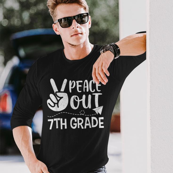 Happy Last Day Of School Retro Peace Out 7Th Grade Long Sleeve T-Shirt T-Shirt Gifts for Him