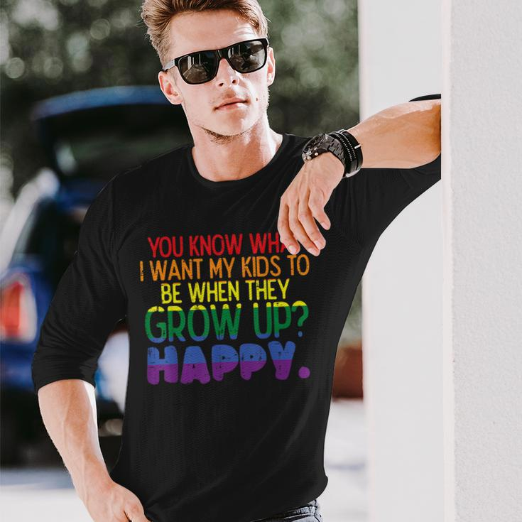 Happy When Grow Up Parent Gay Pride Ally Lgbtq Month Long Sleeve T-Shirt Gifts for Him