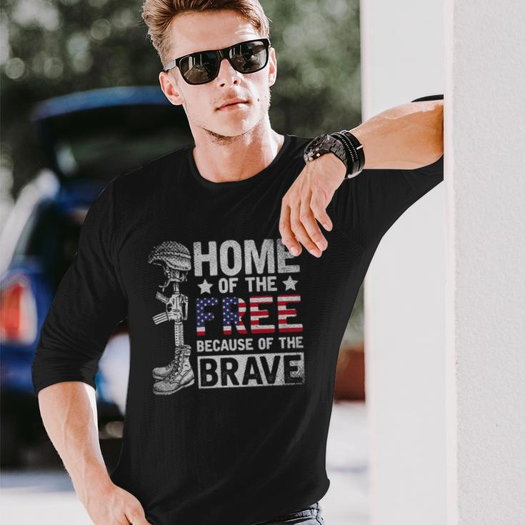 Home Of The Free Because Of The Brave Proud Veteran Soldier Long Sleeve T-Shirt T-Shirt Gifts for Him