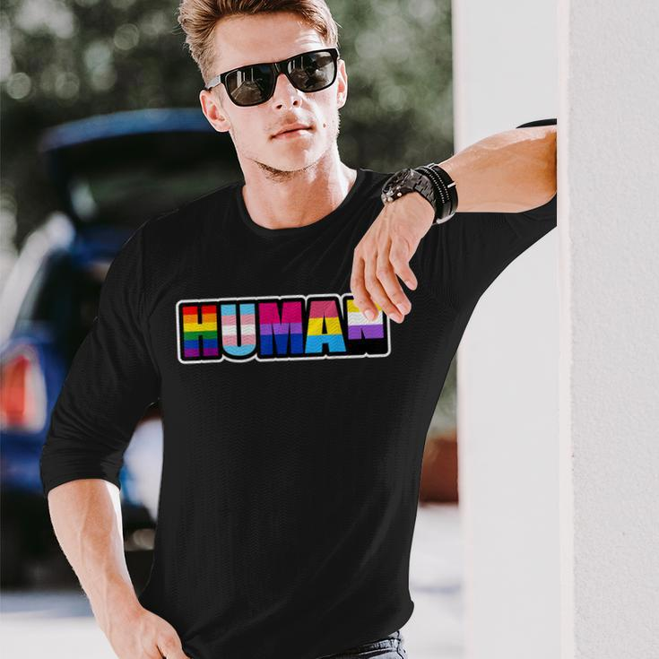 Human Lgbt Flag Gay Pride Month Transgender Long Sleeve T-Shirt Gifts for Him