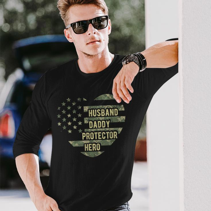 Husband Daddy Protector Heart Camoflage Fathers Day Long Sleeve T-Shirt T-Shirt Gifts for Him