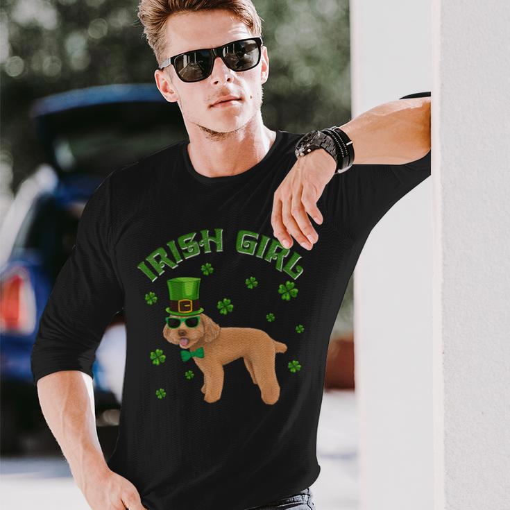 Irish Girl Leprechaun Poodle Dog St Patricks Day Kids Unisex Long Sleeve Gifts for Him