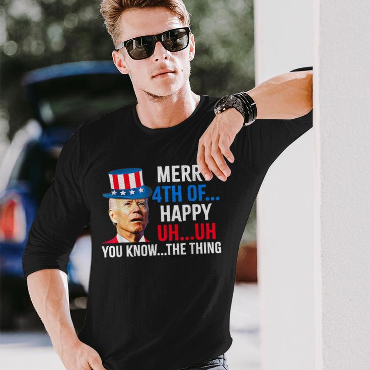 Joe Biden Confused Merry Happy 4Th Of July Long Sleeve T-Shirt Gifts for Him