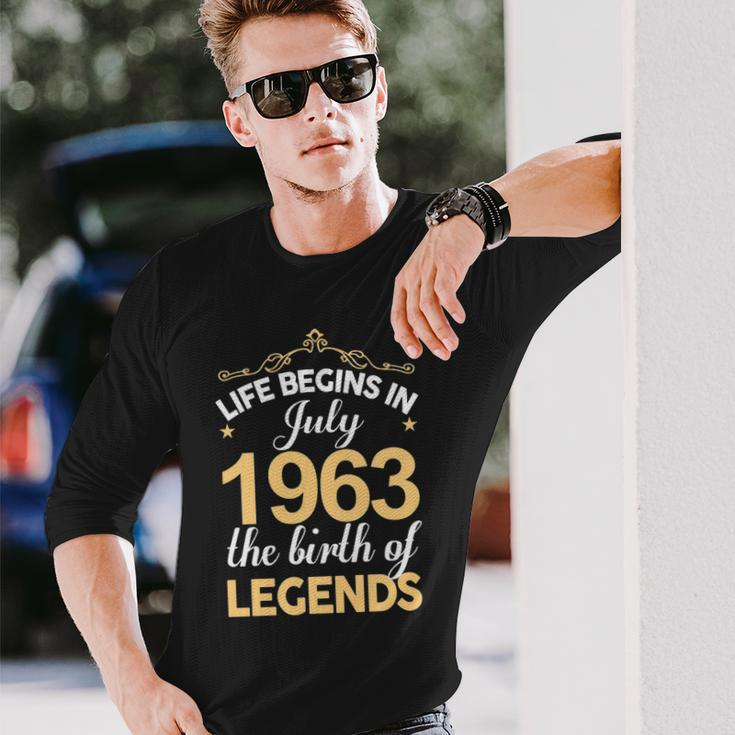 July 1963 Birthday Life Begins In July 1963 V2 Long Sleeve T-Shirt Gifts for Him