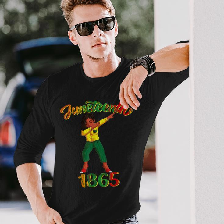 Juneteenth 1865 Dab Black Woman Brown Skin Afro American Long Sleeve T-Shirt T-Shirt Gifts for Him