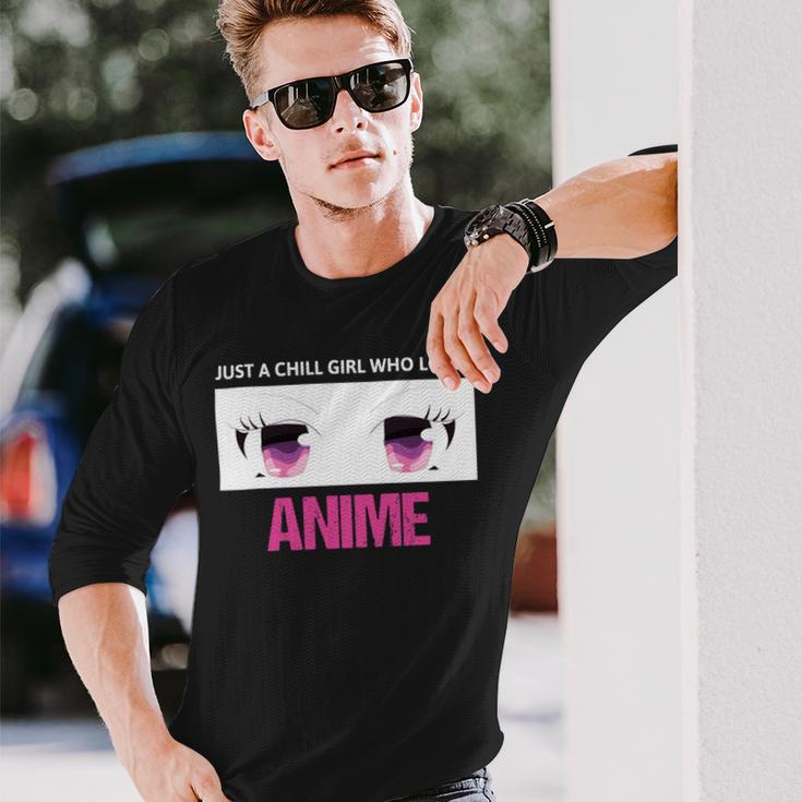 Just A Girl Who Loves Anime Chill Anime Girl Unisex Long Sleeve Gifts for Him