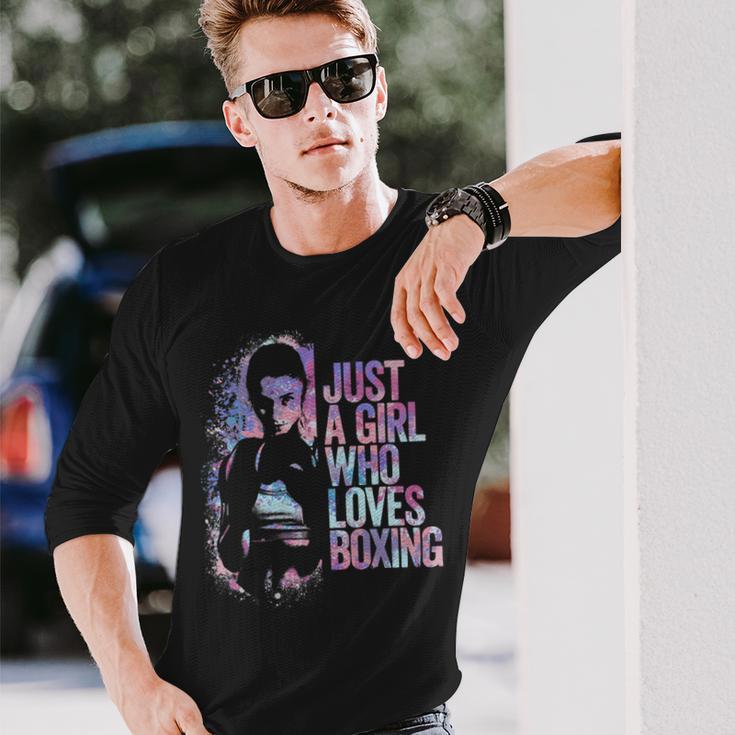 Just A Girl Who Loves Boxing Ink Splatter Unisex Long Sleeve Gifts for Him