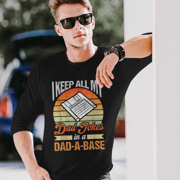 I Keep All My Dad Jokes In A Dad-A-Base Vintage Father Dad Long Sleeve T-Shirt T-Shirt Gifts for Him