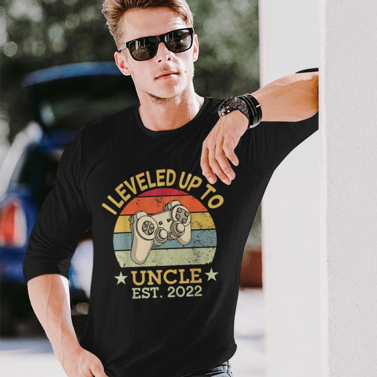 Leveled Up To Uncle Est 2022 Promoted New Uncle Video Gamer Long Sleeve T-Shirt Gifts for Him