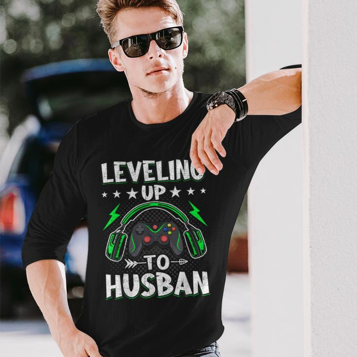 Leveling Up To Husban Husband Video Gamer Gaming Long Sleeve T-Shirt Gifts for Him