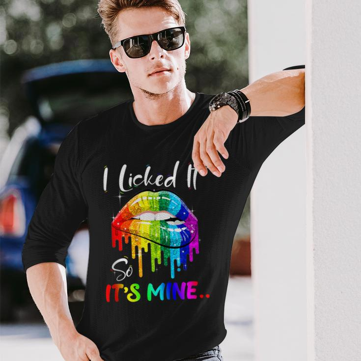 I Licked It So Its Mine Lesbian Gay Pride Lgbt Flag Long Sleeve T-Shirt T-Shirt Gifts for Him