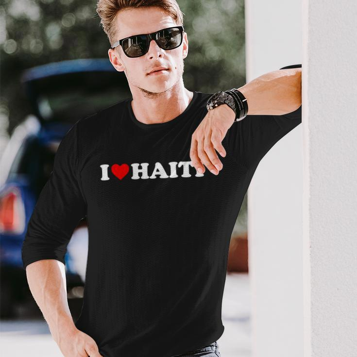 I Love Haiti Red Heart Long Sleeve T-Shirt T-Shirt Gifts for Him