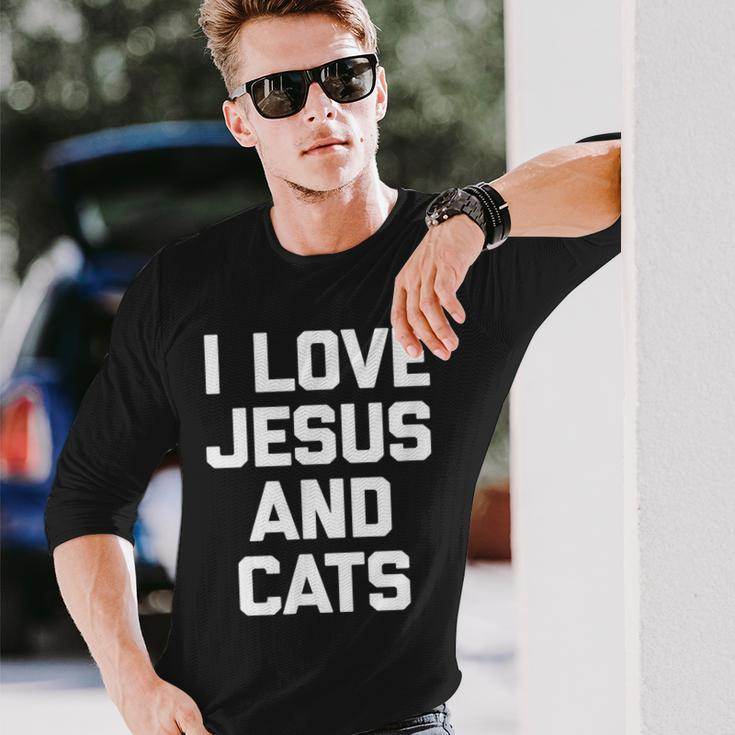 I Love Jesus & Cats Cat Owner Cats Lover Jesus Long Sleeve T-Shirt Gifts for Him