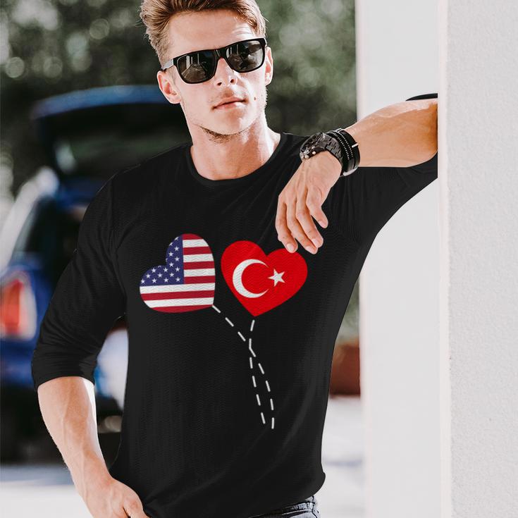 Loving Usa Turkey Flag Heart Turkish 13 Shirt Unisex Long Sleeve Gifts for Him