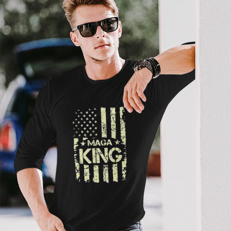 Maga King Make America Great Again Retro American Flag Long Sleeve T-Shirt T-Shirt Gifts for Him