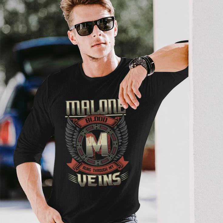 Malone Blood Run Through My Veins Name V9 Long Sleeve T-Shirt Gifts for Him