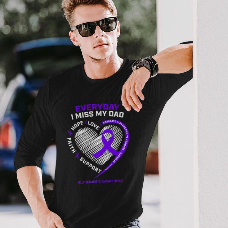 In Memory Dad Purple Alzheimers Awareness Long Sleeve T-Shirt T-Shirt Gifts for Him