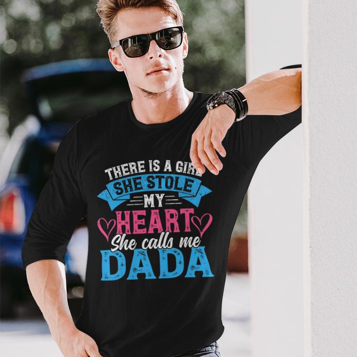 Mens Funny Fathers Day Shirt A Girl She Calls Me Dada Grandpa 7 Shirt Unisex Long Sleeve Gifts for Him