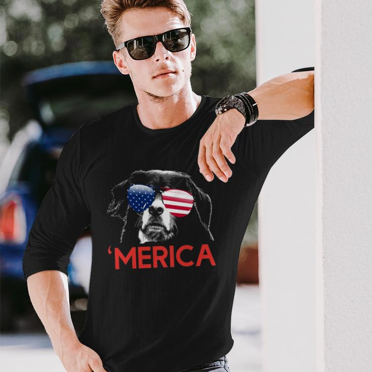 Merica Bernese Mountain Dog American Flag 4Th Of July Long Sleeve T-Shirt T-Shirt Gifts for Him