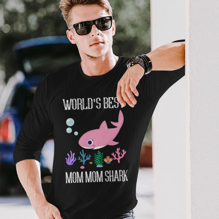 Mom Mom Grandma Worlds Best Mom Mom Shark Long Sleeve T-Shirt Gifts for Him